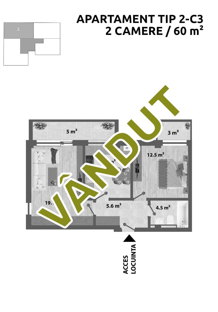 Fortus Residence Iasi - Apartament cu 2 camere