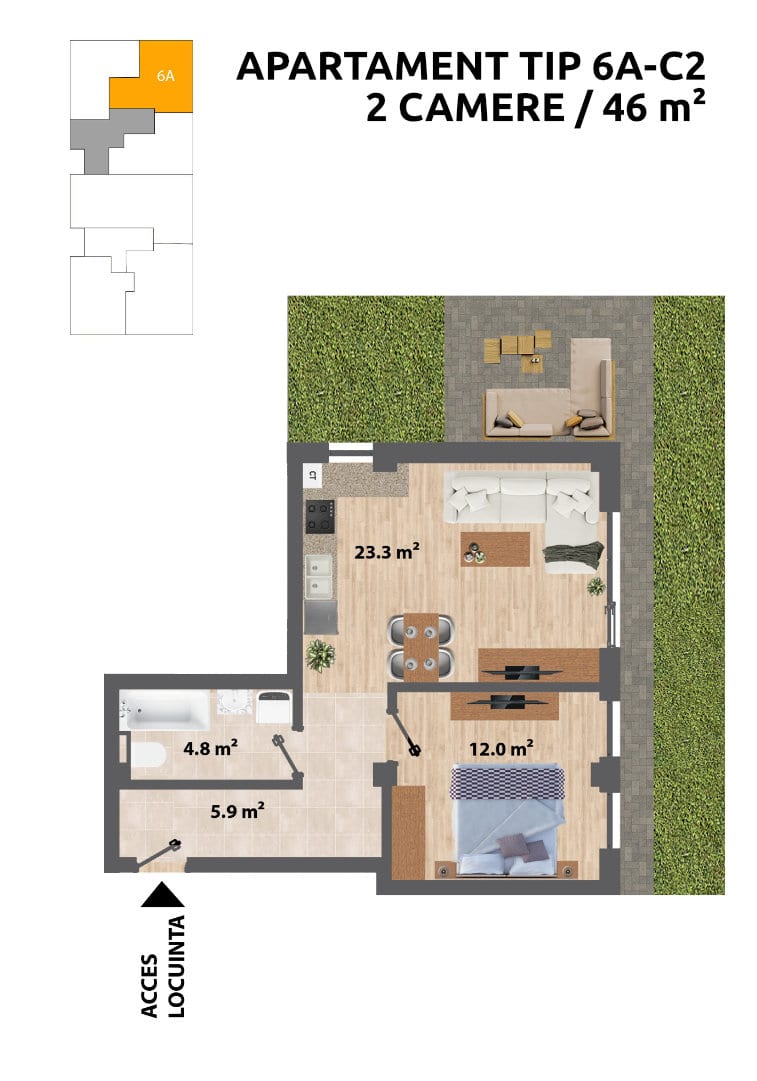 Fortus Residence Iasi - Apartament cu 2 camere