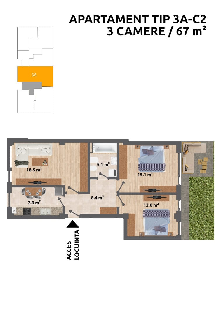 Fortus Residence Iasi - Apartament cu 3 camere